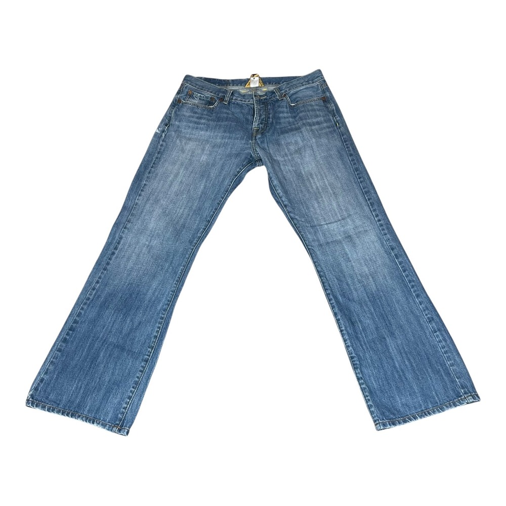 Lucky Brand Slim Bootleg Jeans Mens 33x32 Blue Medium Wash Button Fly 100 Cotton